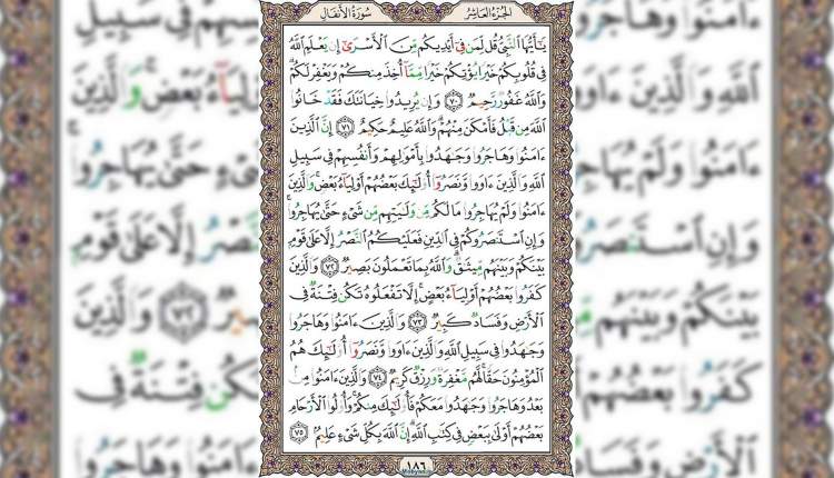 شروع صبح با قرآن کریم صفحه 186