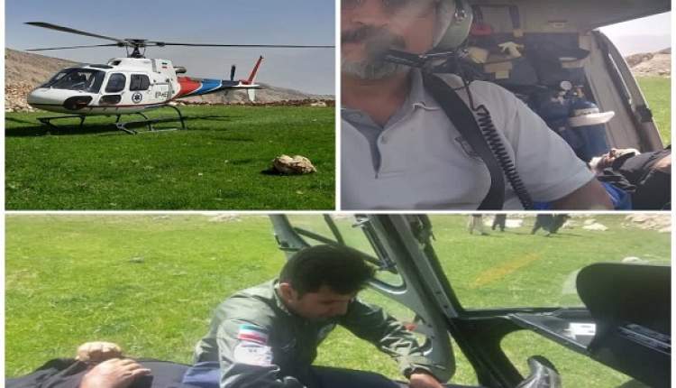پرواز بالگرد اورژانس برای انتقال بیمار از کوه سفید